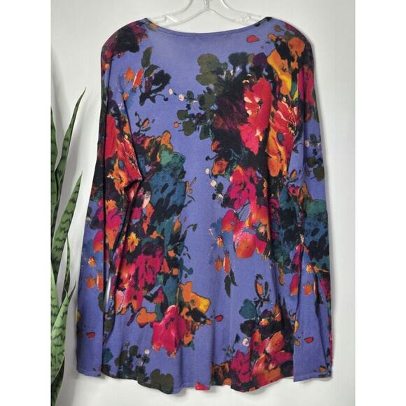 Soft Surroundings Tunic Sweater Womens Large Long Sleeve V Neck Floral Luxury - Picture 6 of 6